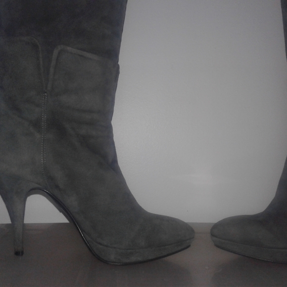 VERO CUOIO Gray suede below-the-knee boots Size 37 - Picture 2 of 5